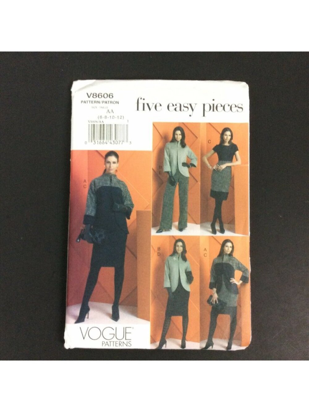 Vogue V8606 Sewing Pattern Five Easy Pieces Jacket Dress Shirt Pants Skirt 6-12